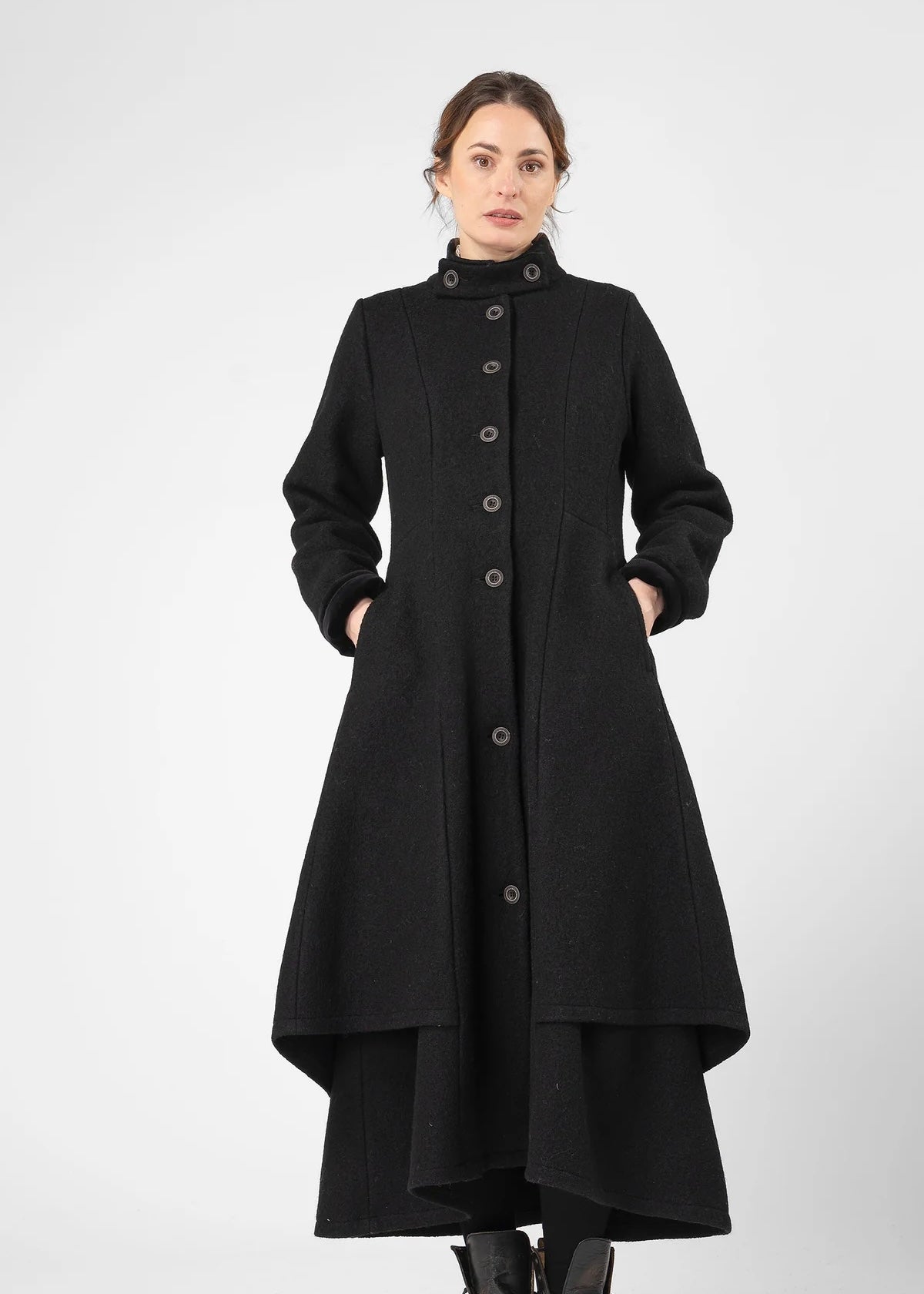 Rand Wool Long Coat Str S Black - 705-25260 Olars Ulla