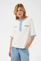 Katti T-Shirt med Denimdetaljer