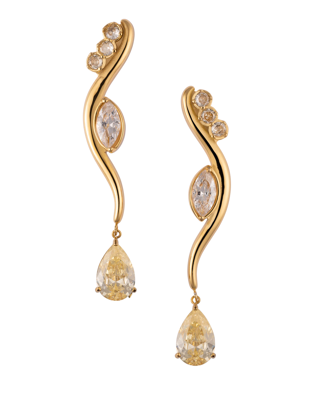 Yellow Drop Øredobber Gull