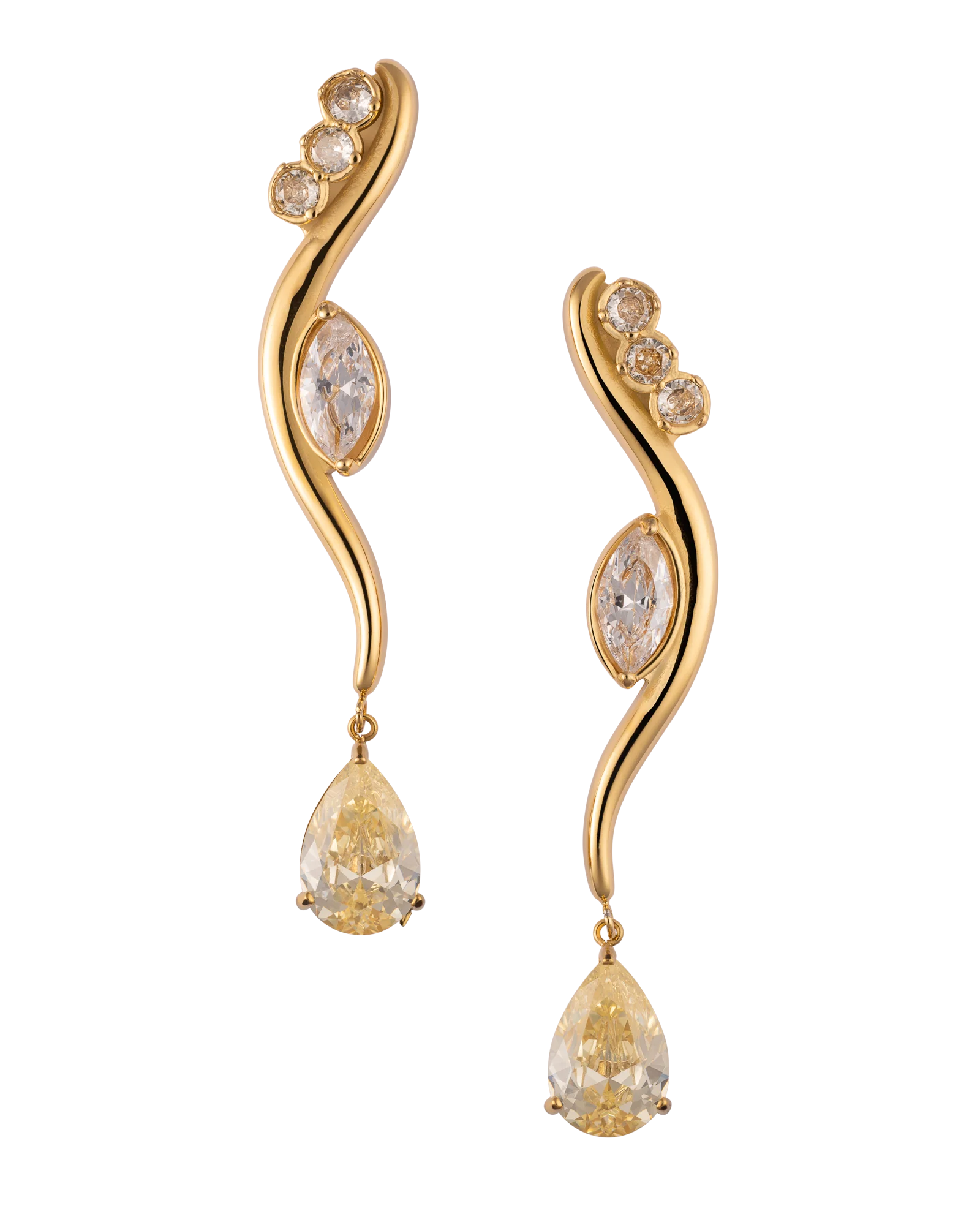 Yellow Drop Øredobber Gull