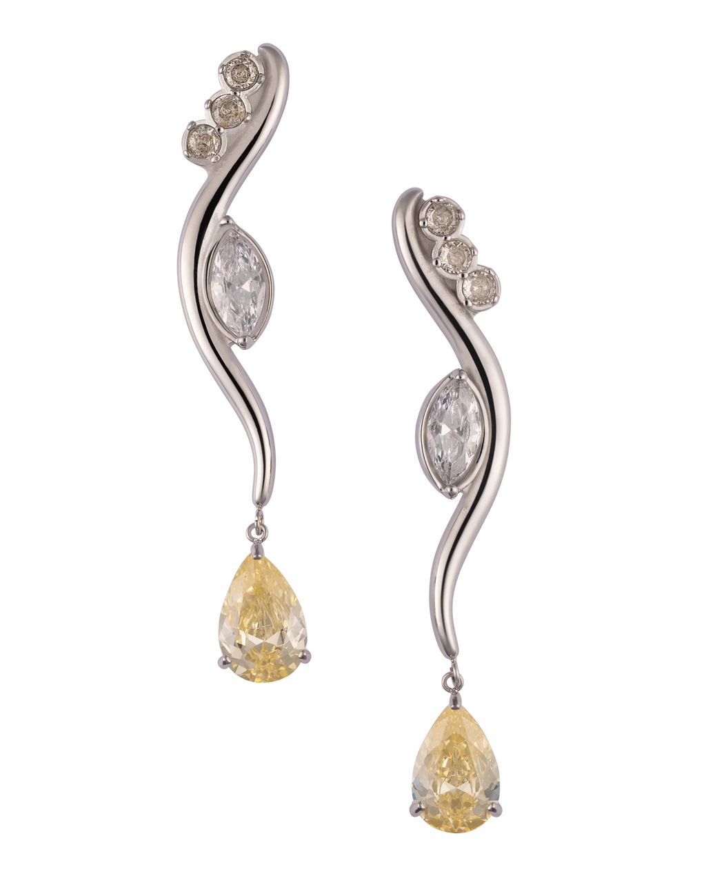Yellow Drop Øredobber Sølv