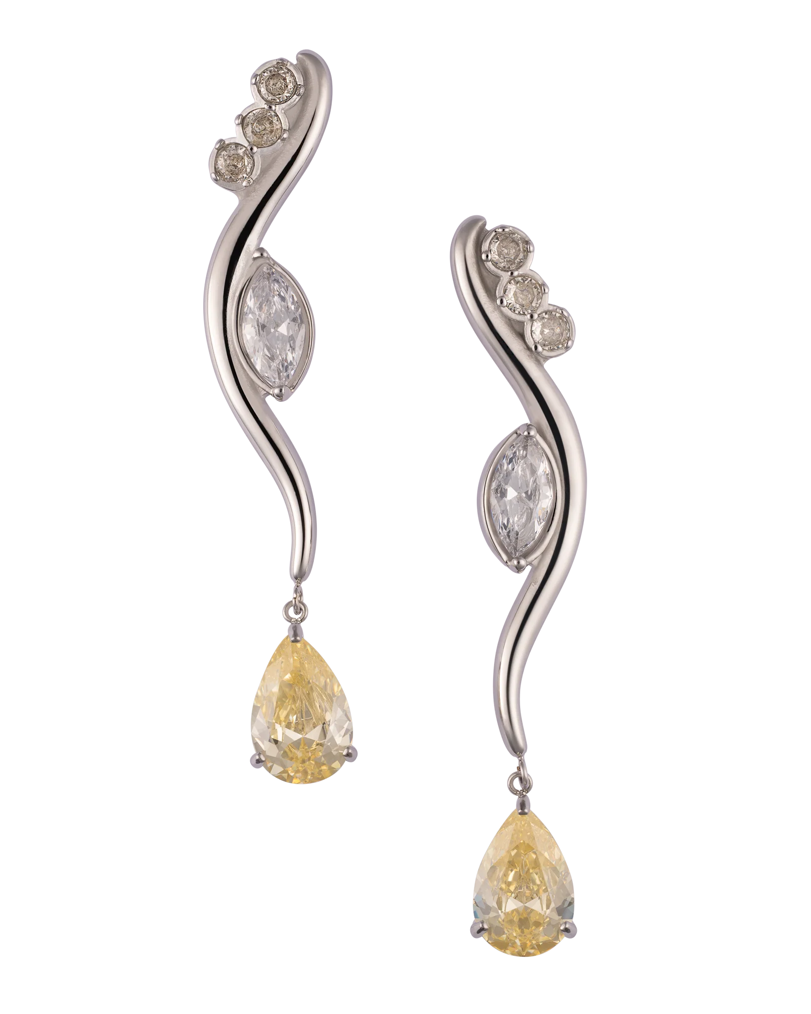 Yellow Drop Øredobber Sølv