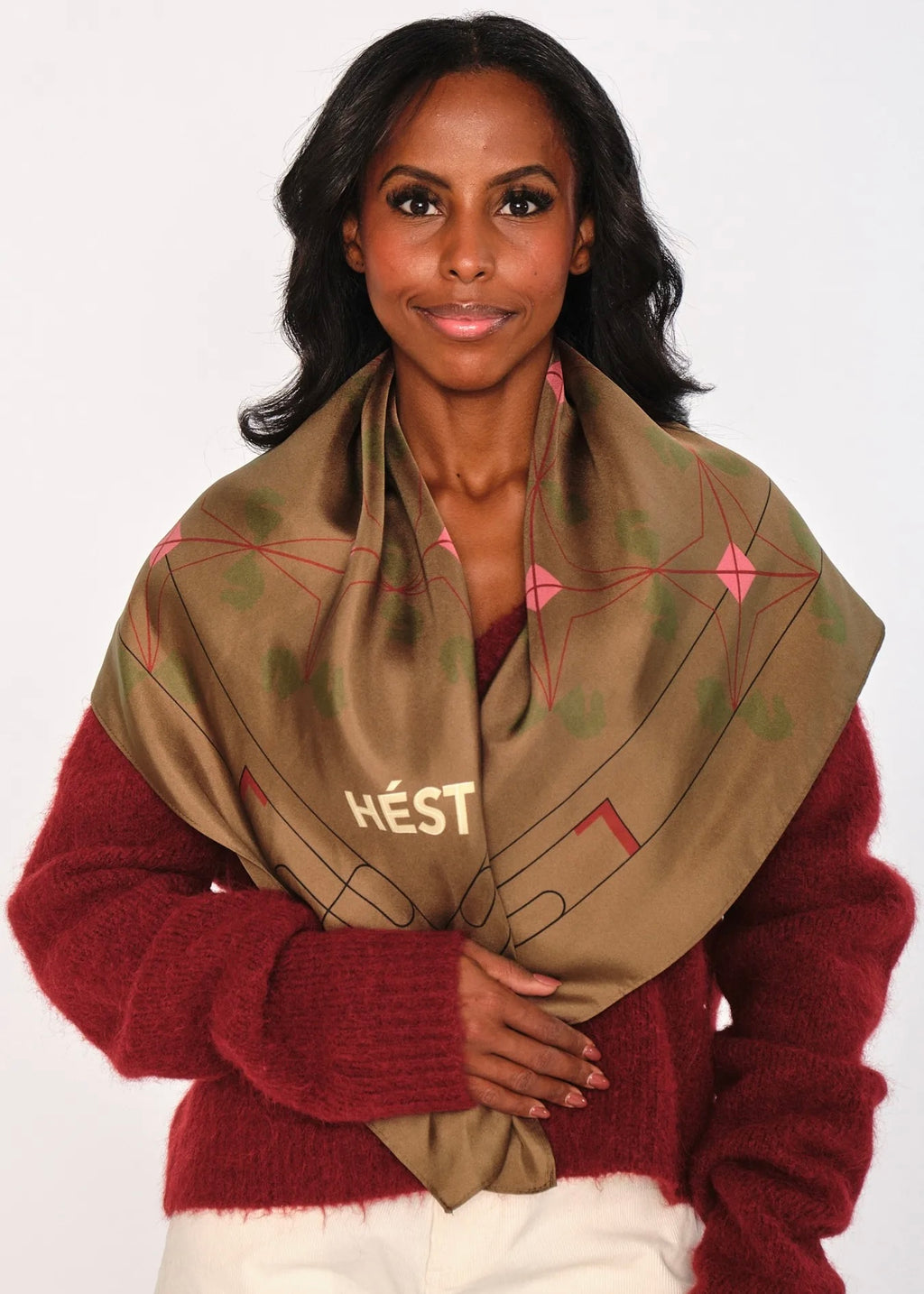 Hést Eliza silk scarf large - Dark earth brown