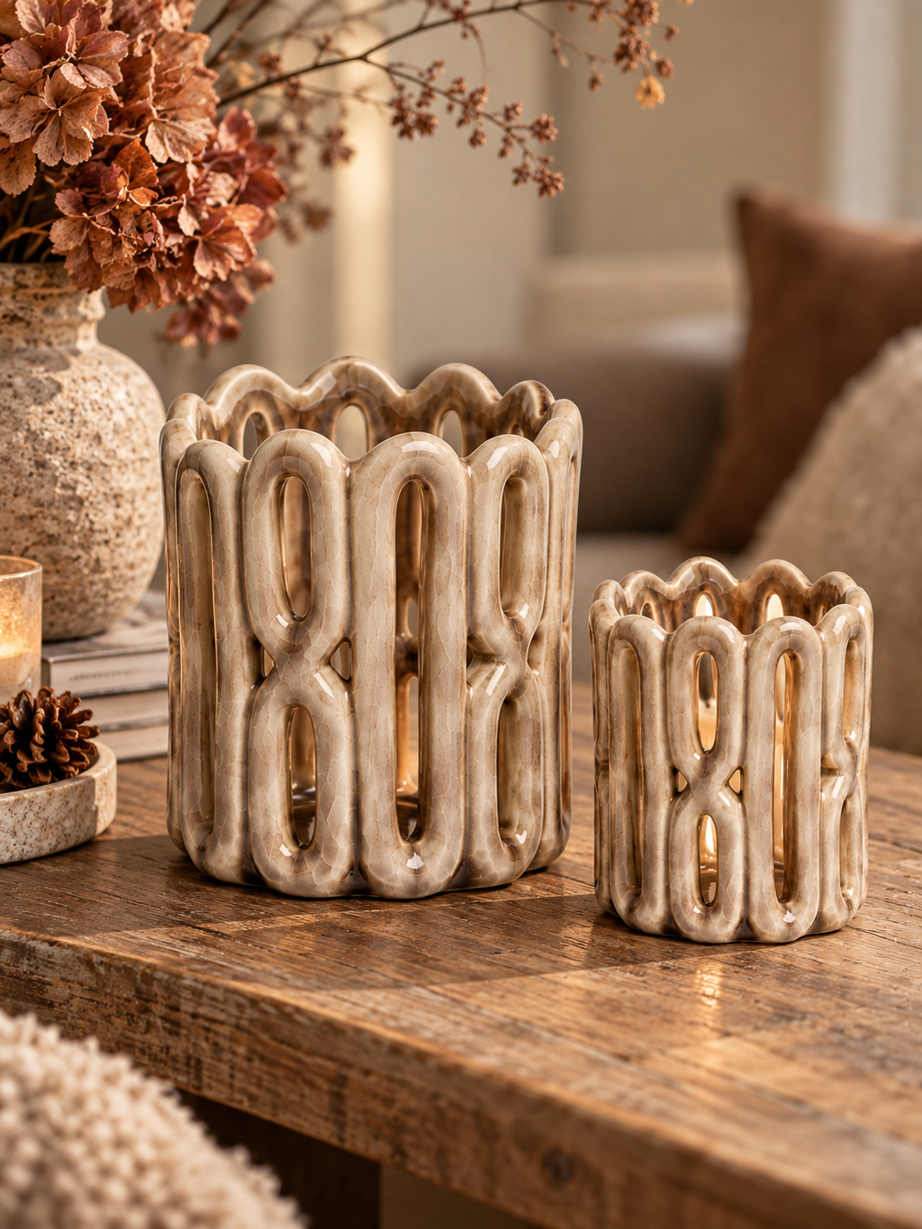 Eight Mood Lykt Stor 15 x 16,5 cm - Taupe