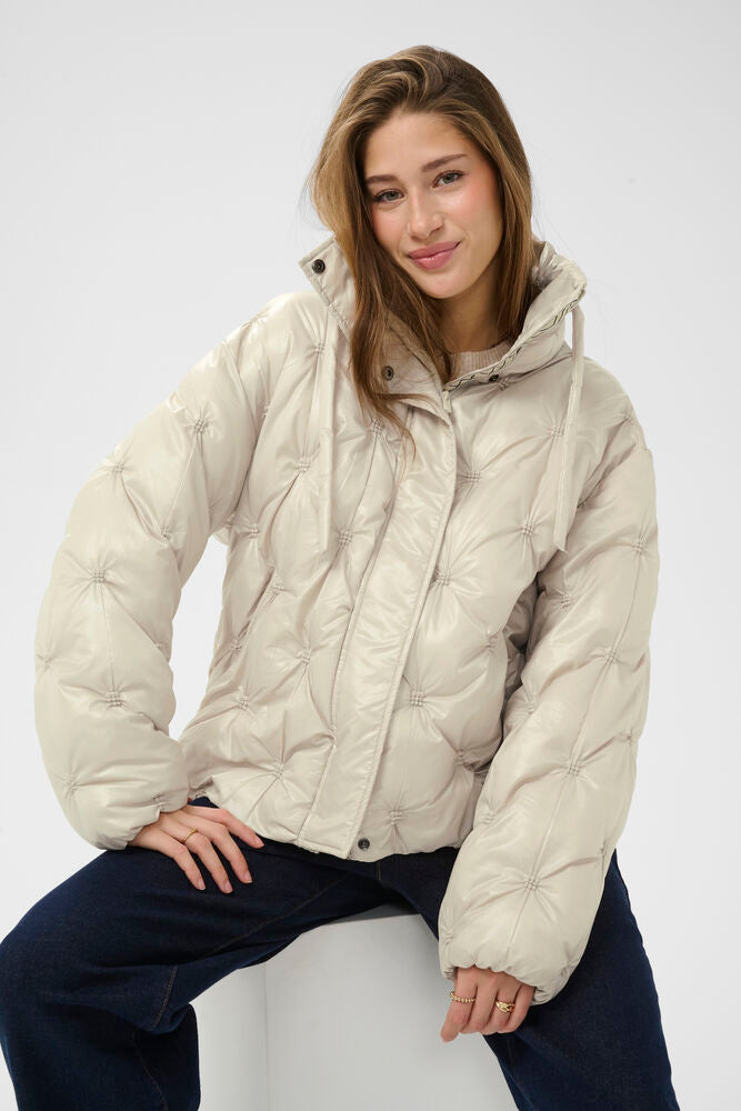Cream Drakie Kort Boblejakke - Offwhite