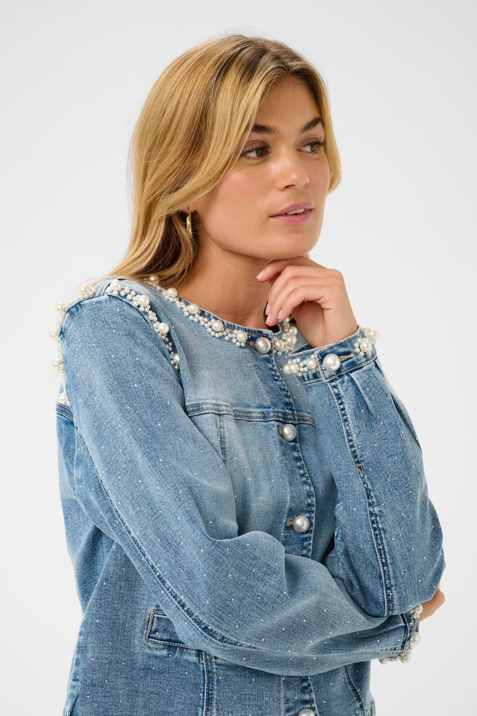 Sio Denim Jakke med Perler