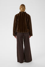 Cream Frania Fake Fur Jakke - Brun