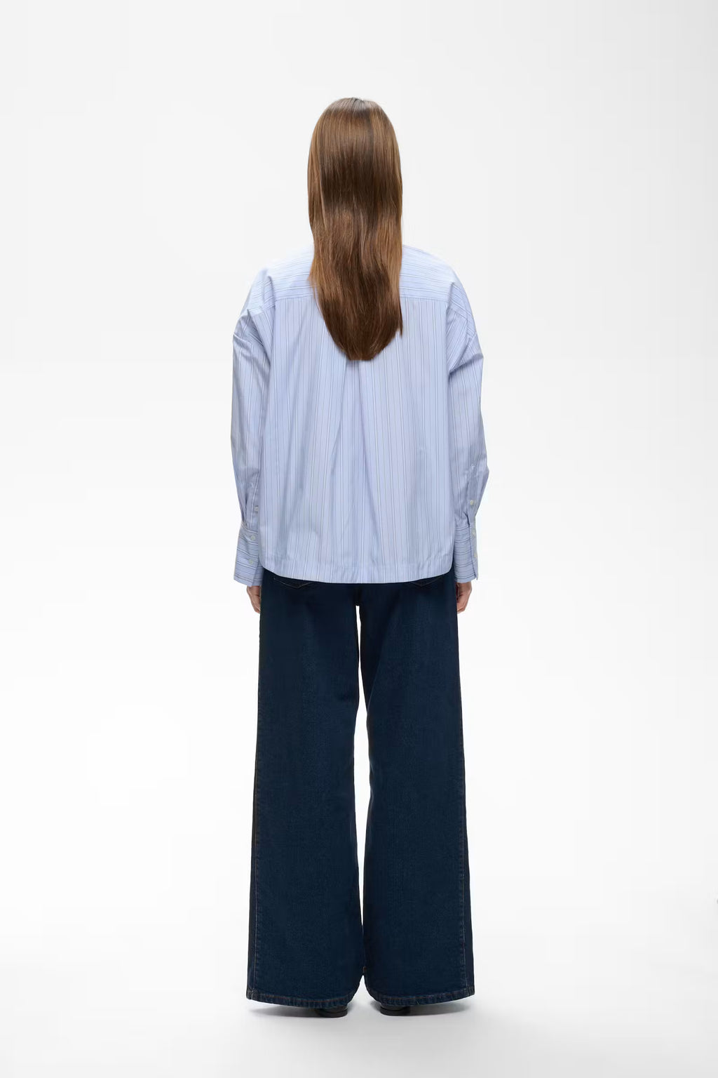 InWear Halen Kort Bluse - Lyseblå Stripet