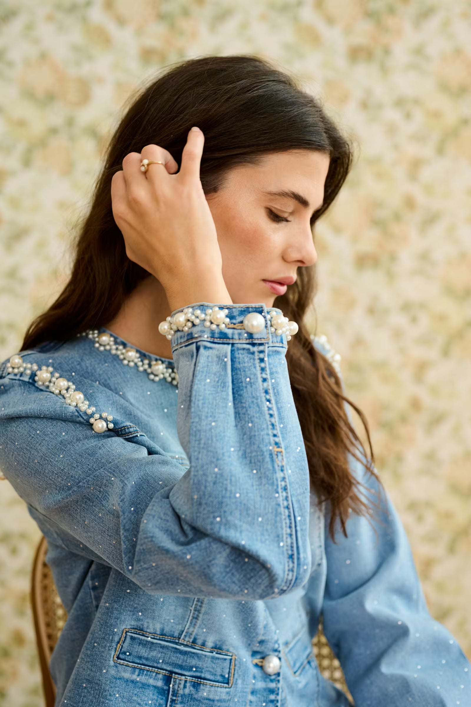 Sio Denim Jakke med Perler