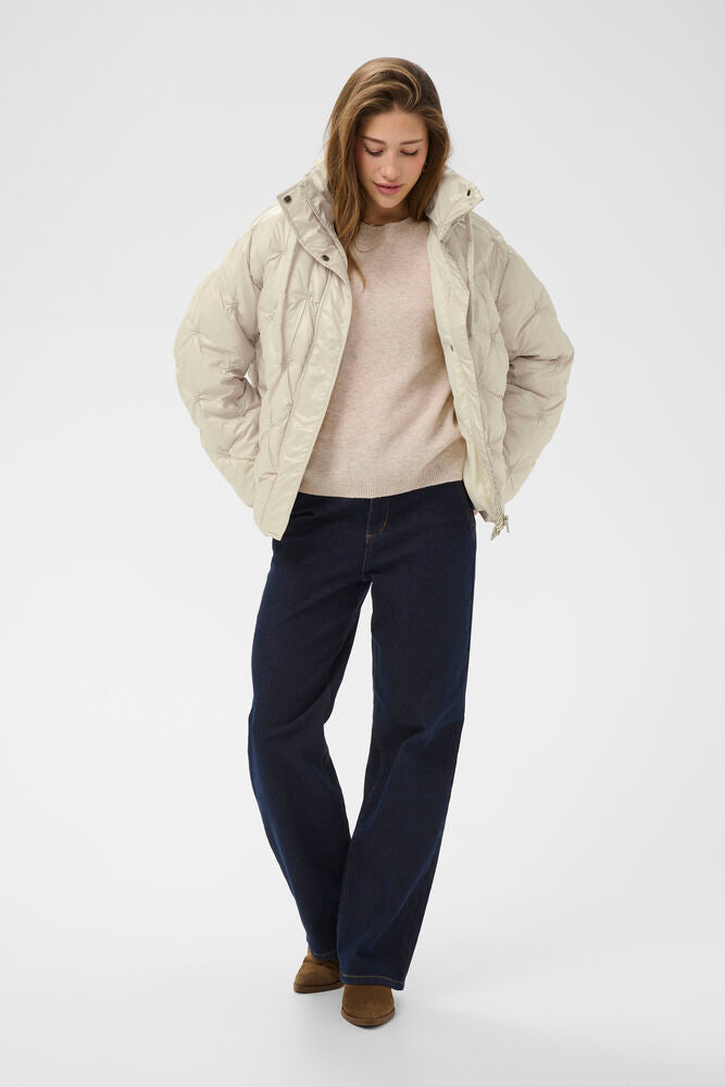 Cream Drakie Kort Boblejakke - Offwhite