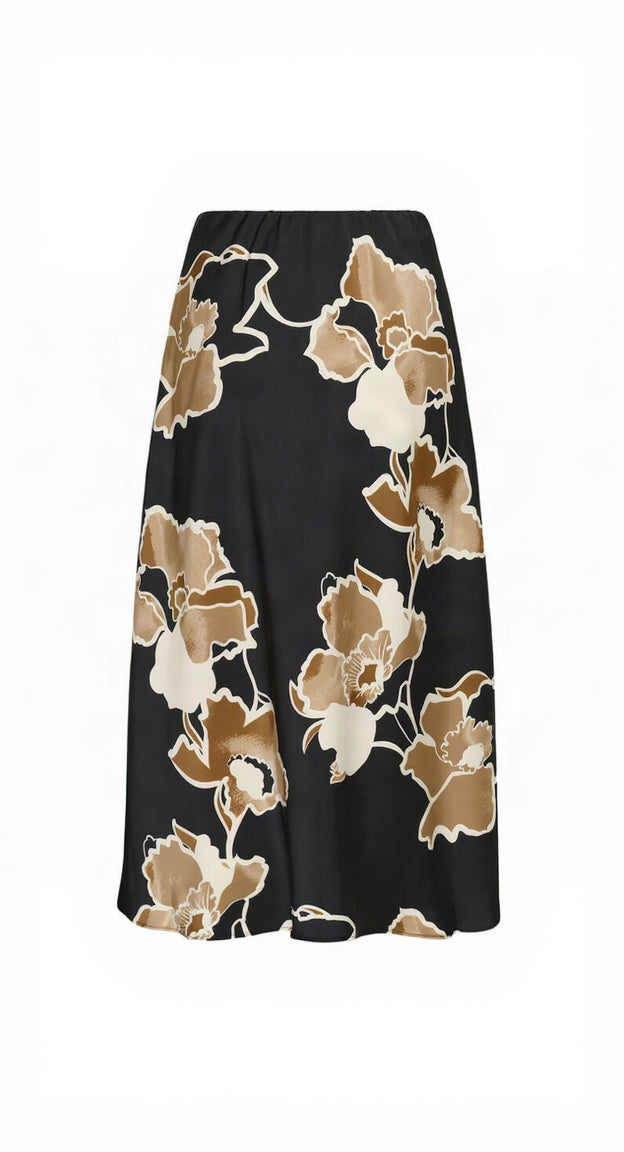 InWear Dawn Skjørt - Sort med Beige blomster