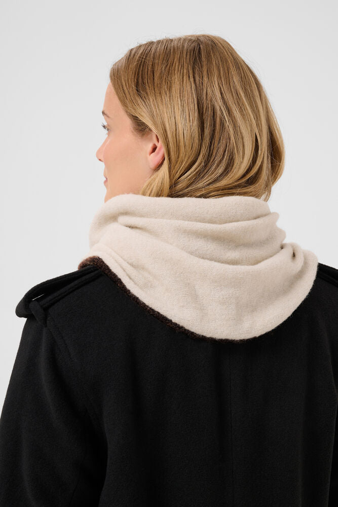 Part Two Cimya 3-Kant Skjerf - Offwhite Med Brun Kant