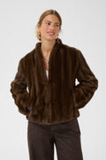Cream Frania Fake Fur Jakke - Brun