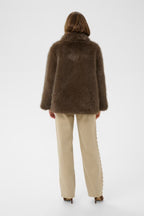 Cream Drama Fake Fur Kort Jakke