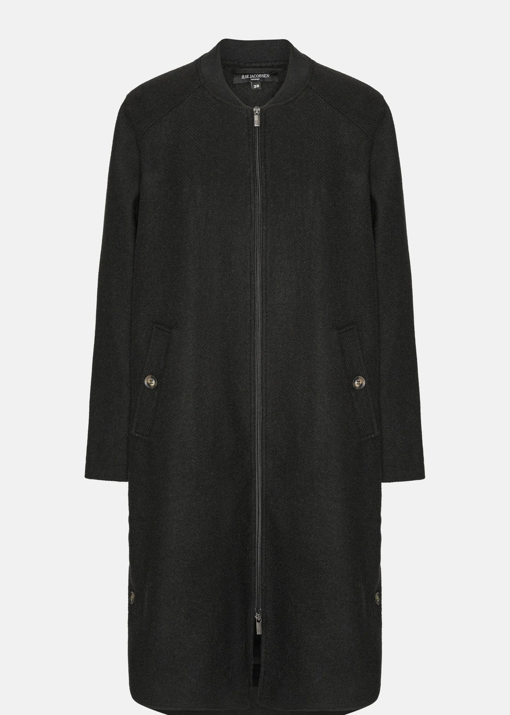 Ilse Jacobsen lang ullkåpe - Svart