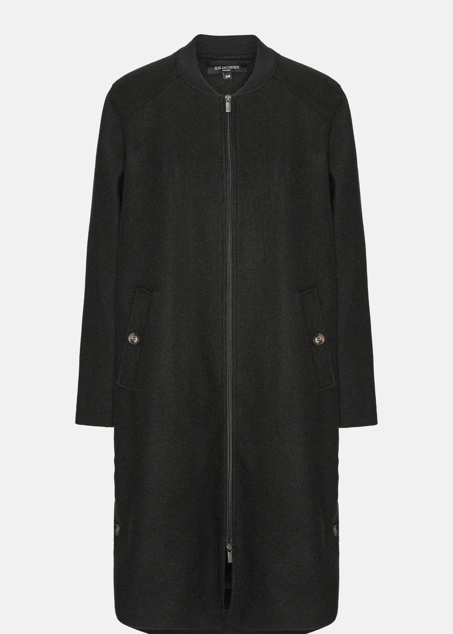 Ilse Jacobsen lang ullkåpe - Svart