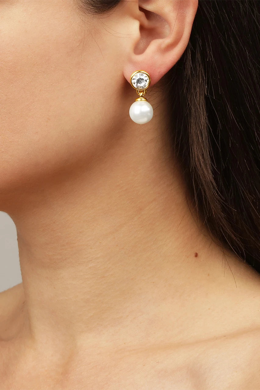 Dyrberg/kern naomi Øredobber - krystall/hvit perle