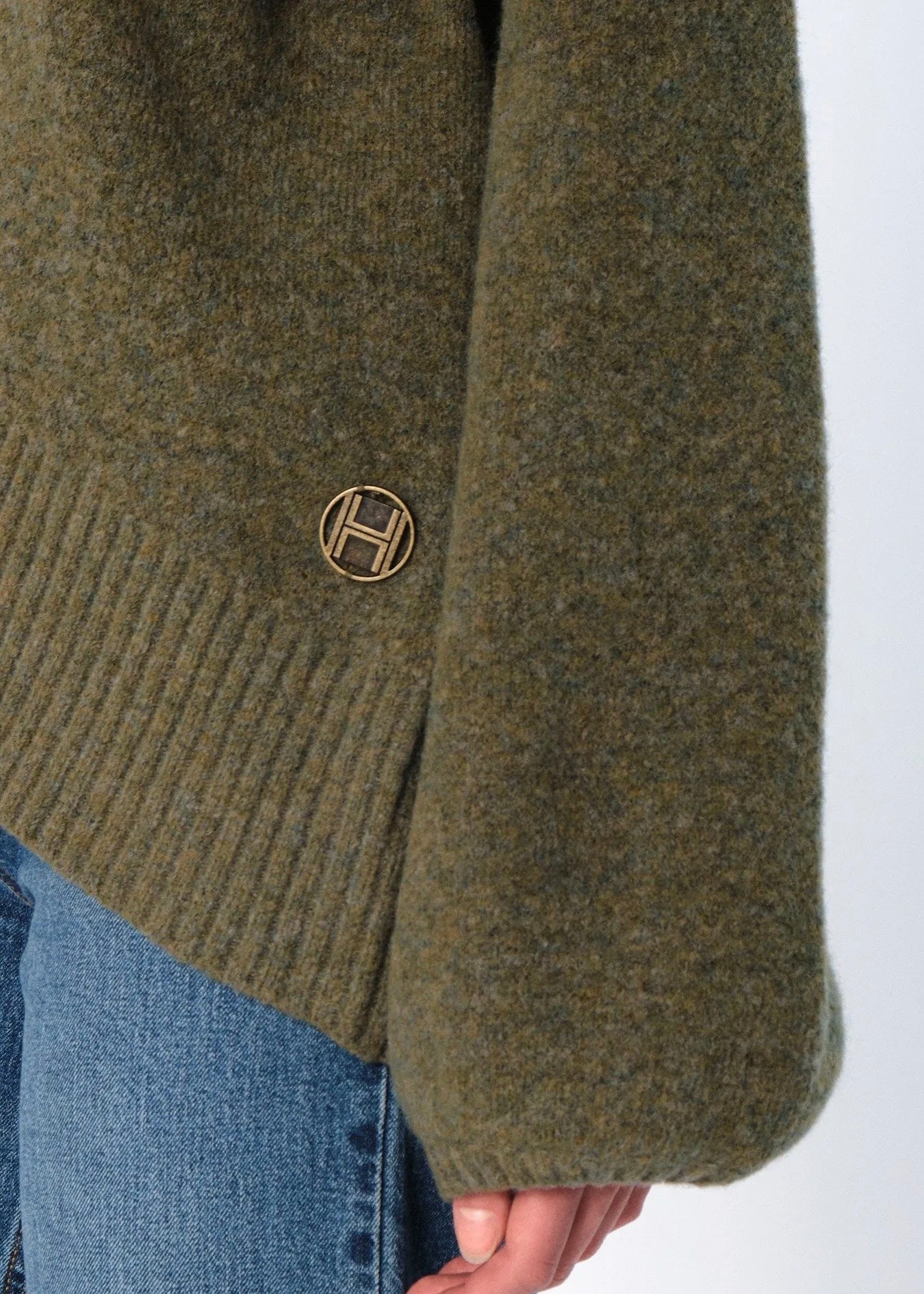 Hést Fam patch kort genser - mosegrønn