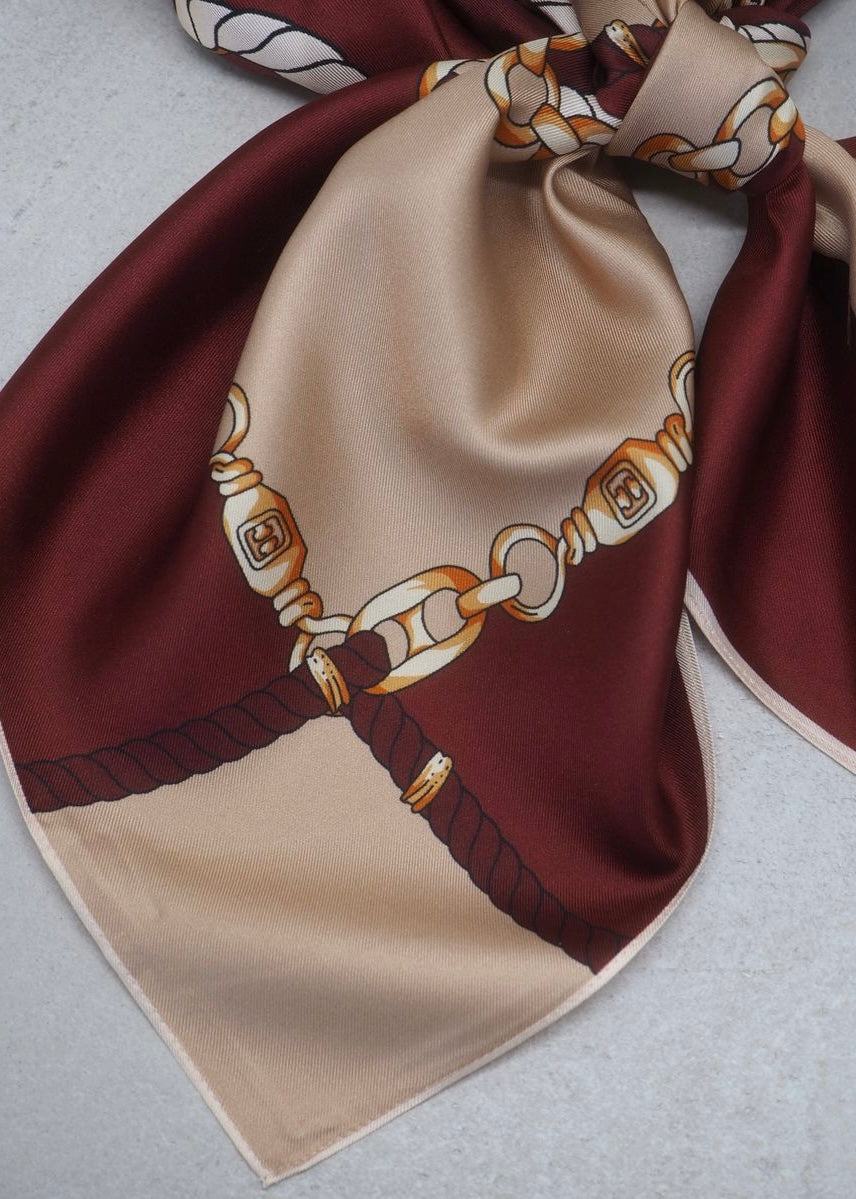 7days Silkeskjerf Stort - Bordeaux og Beige