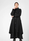 Rand Wool Long Coat Str S Black - 705-25260 Olars Ulla
