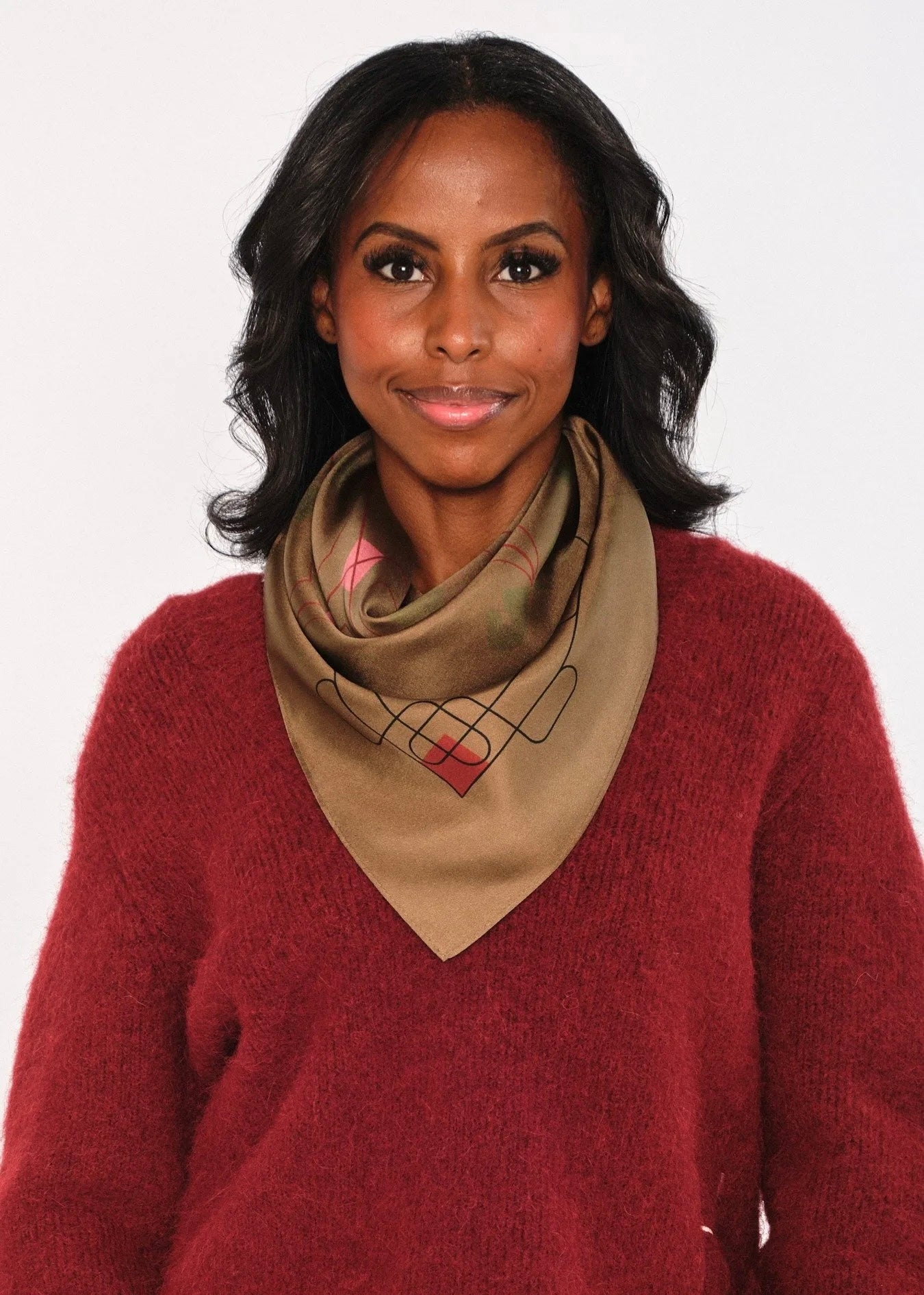 Hést Eliza silk scarf large - Dark earth brown