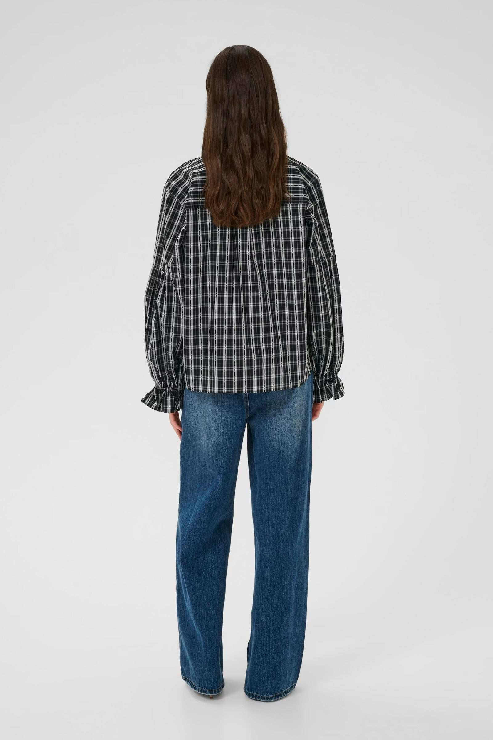 Karen by Simonsen Destiny Bluse - Sort/Grå Rutet