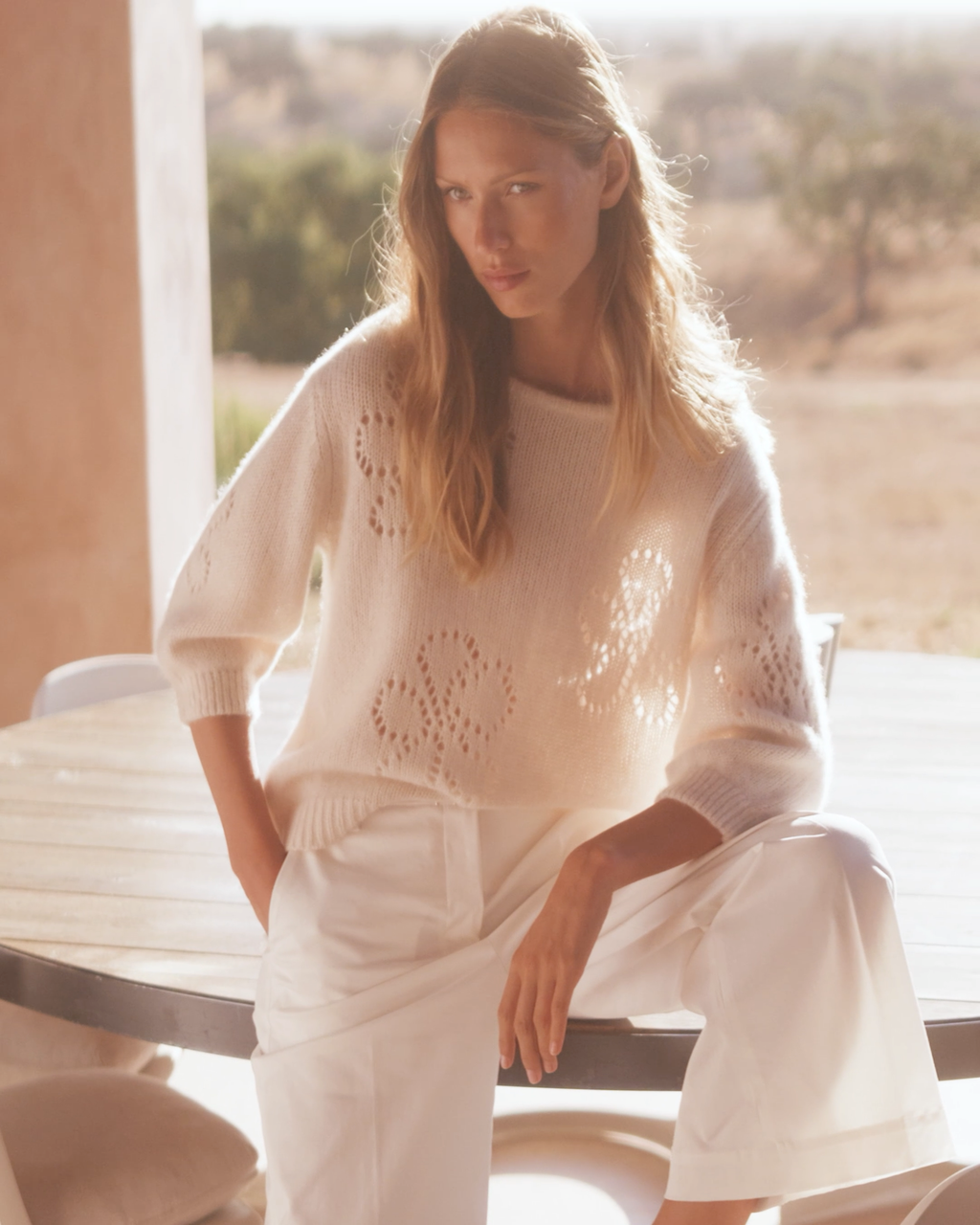 Cashmere Sweater With Flower