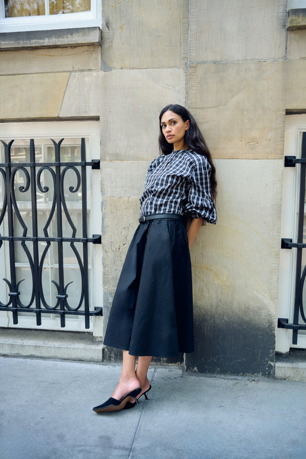 Karen by Simonsen Destiny Bluse - Sort/Grå Rutet