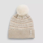 Morild Twist Jaquard Beanie with Reflective Detail - Sand/Offwhite