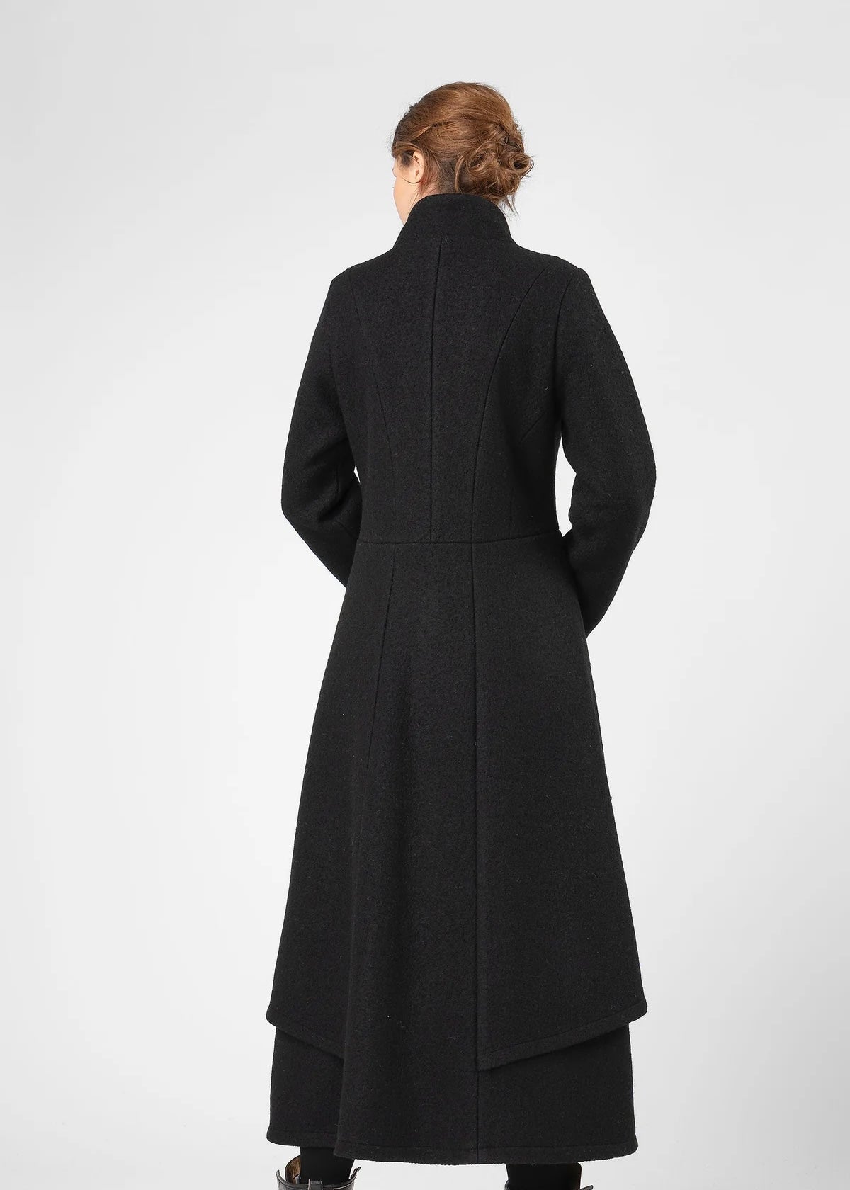 Rand Wool Long Coat Str S Black - 705-25260 Olars Ulla