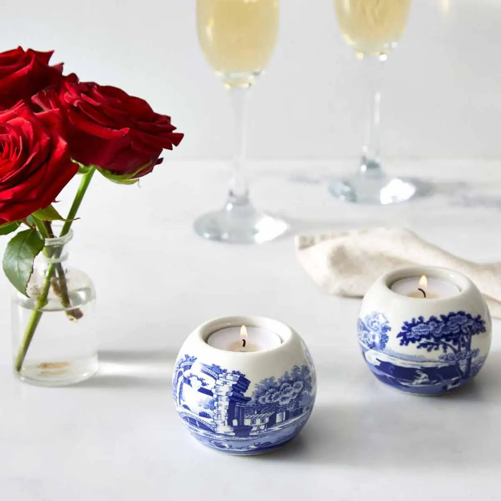 Spode Blue Italian Telysholdere 2-pack