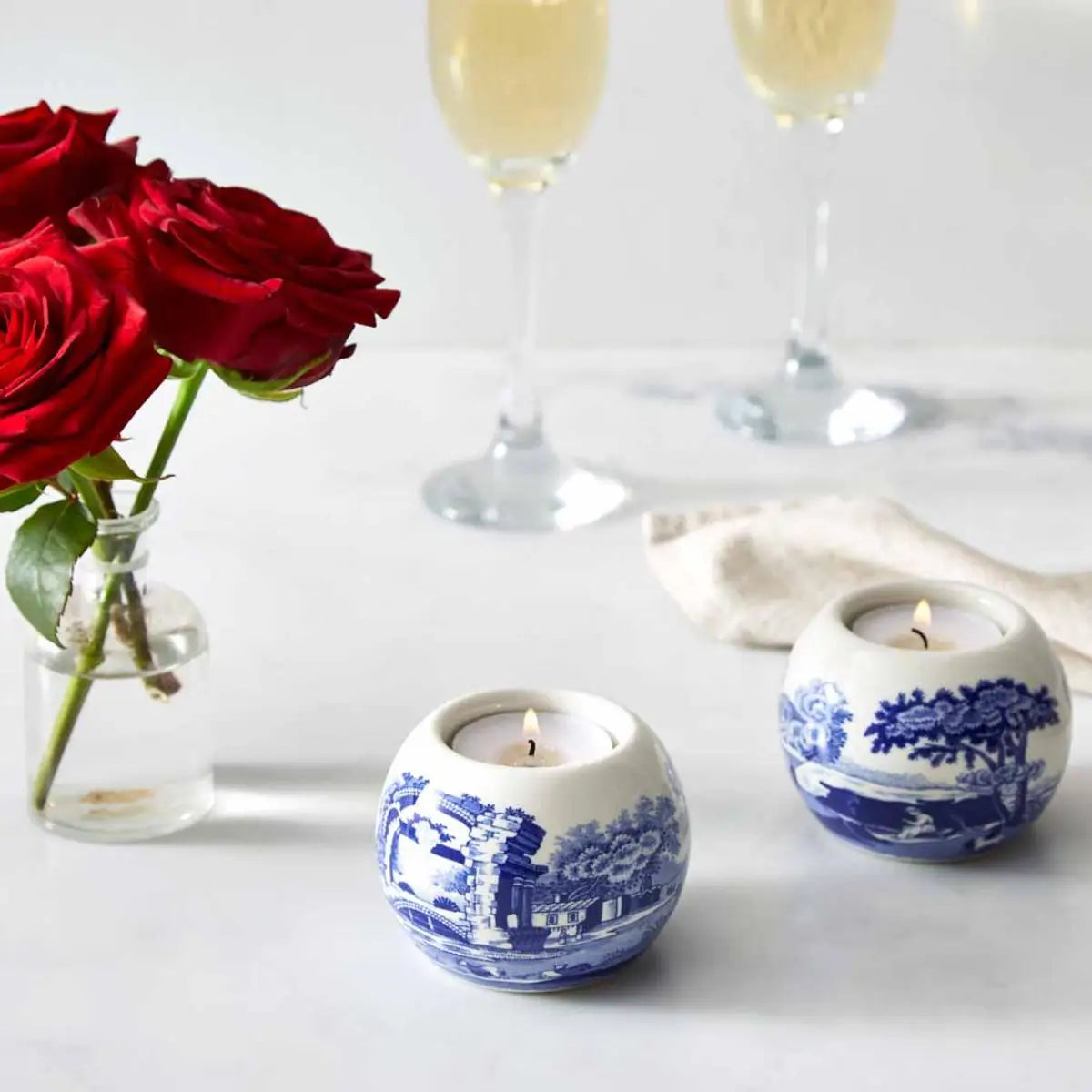 Spode Blue Italian Telysholdere 2-pack