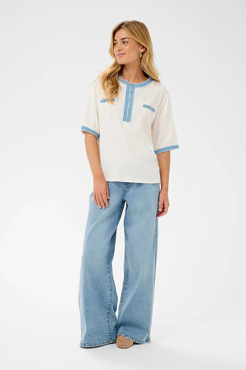 Katti T-Shirt med Denimdetaljer