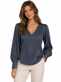 Haust Satengbluse V-hals