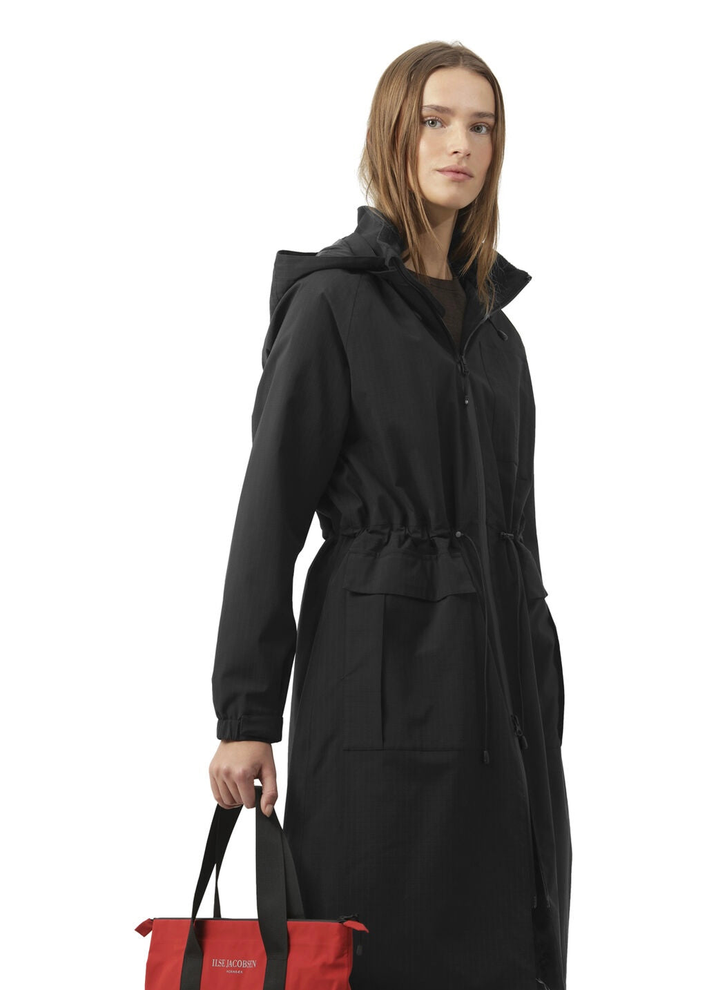 Ilse jacobsen lang regnjakke vinter - svart
