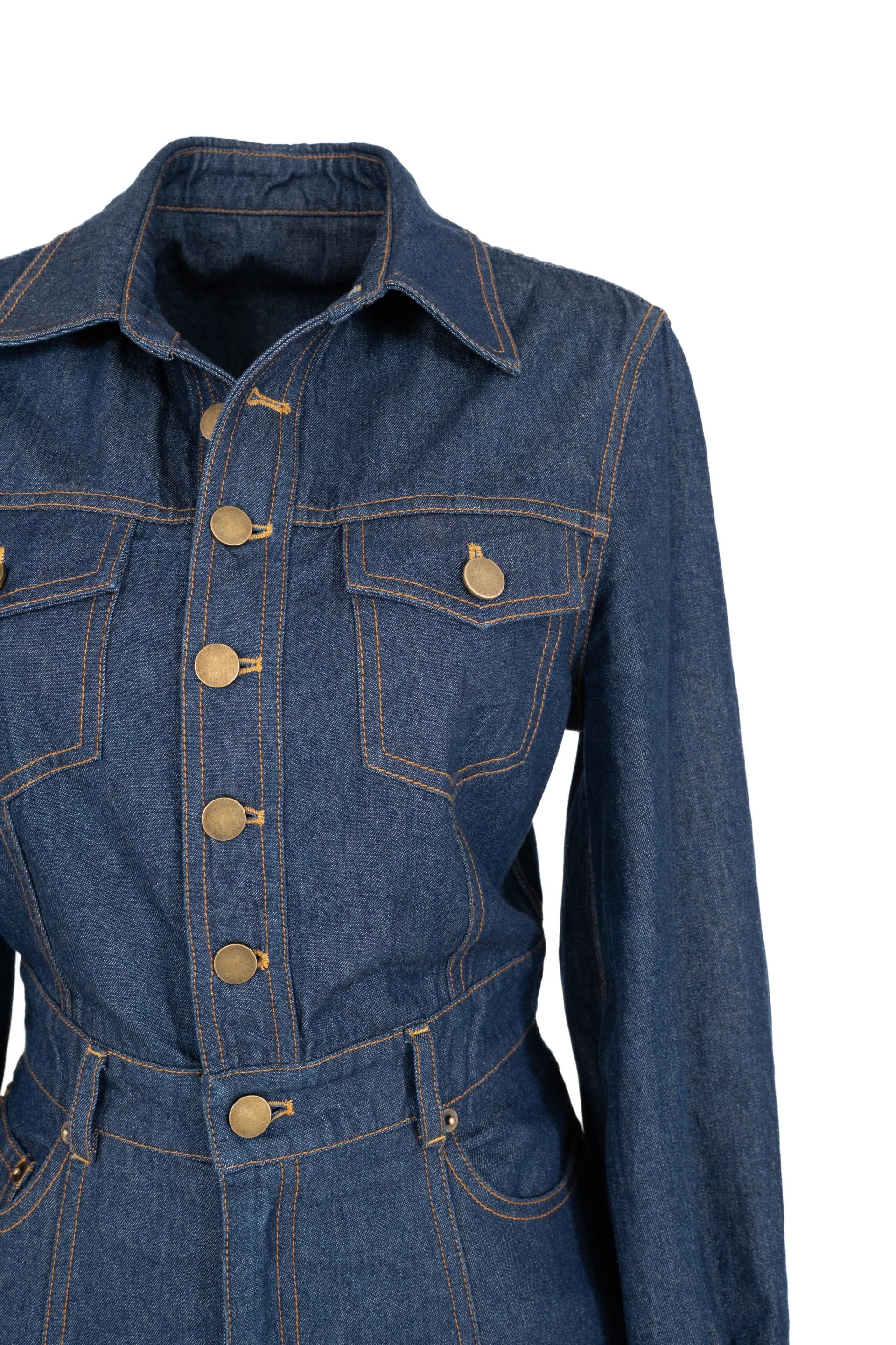 Norett Stretch Shirt Dress - Denim Blue