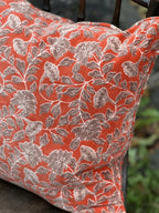 Anouska Velur Putetrekk - Burnt Orange m/ Brune blomster