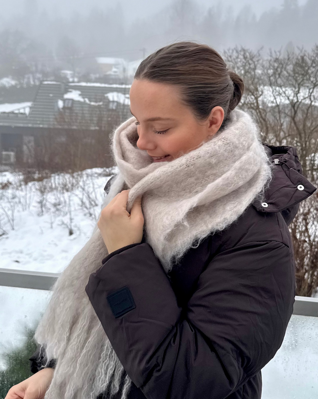 Bruka Design Mohair Håndstrikket Skjerf - Linne Linfarget