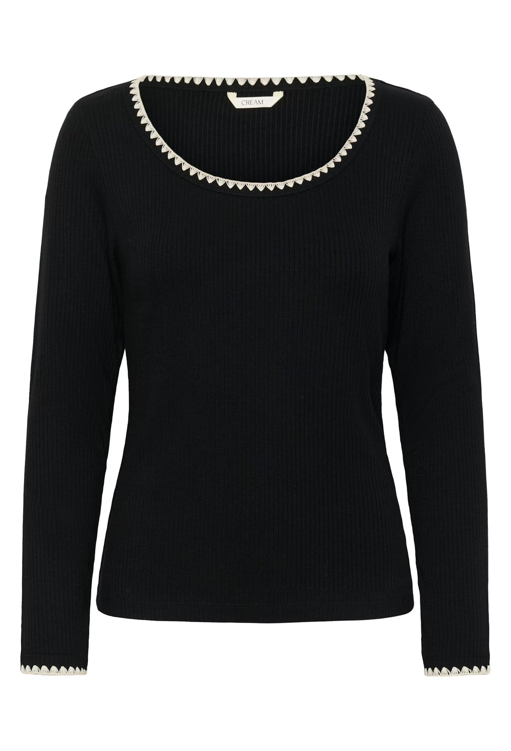 Cream Ribba Embrodery Topp