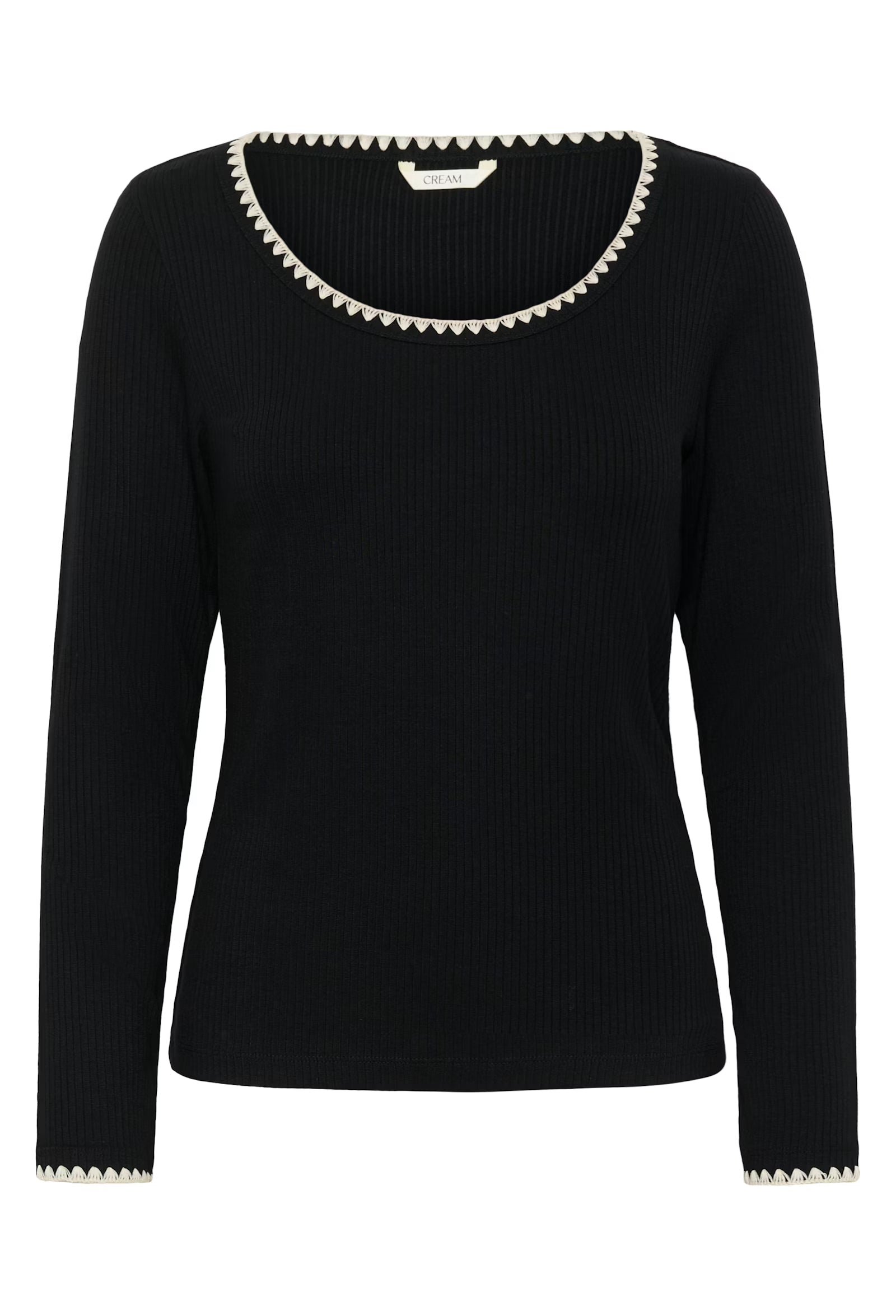 Cream Ribba Embrodery Topp