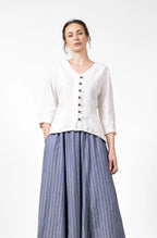 Jatt Linen Blouse With Ruffle