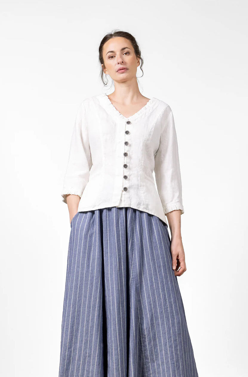 Jatt Linen Blouse With Ruffle