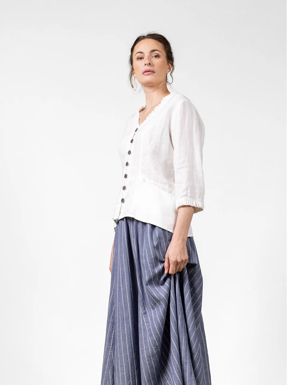 Jatt Linen Blouse With Ruffle