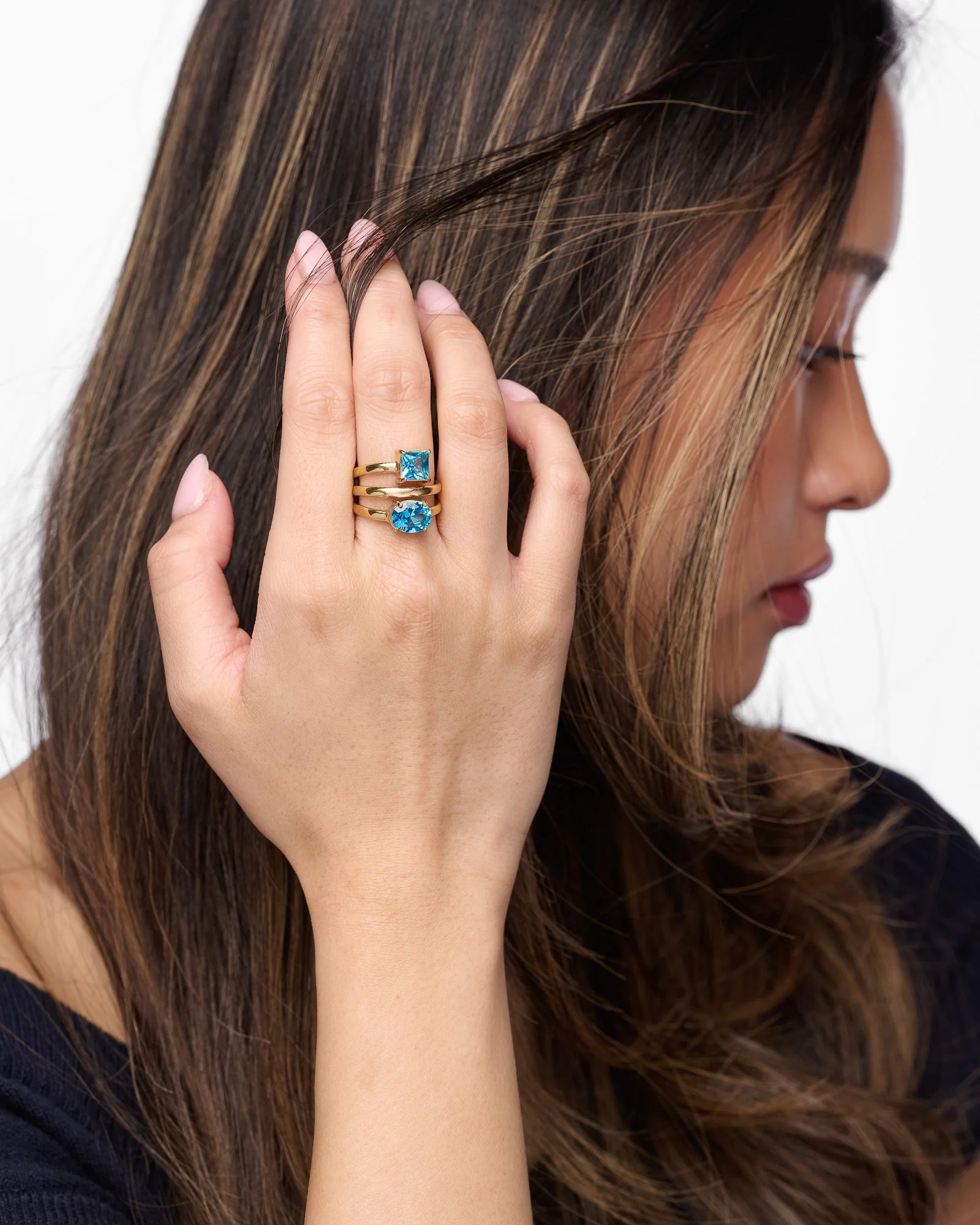 Margosha Sky Ring Gull med Blå Zirconia