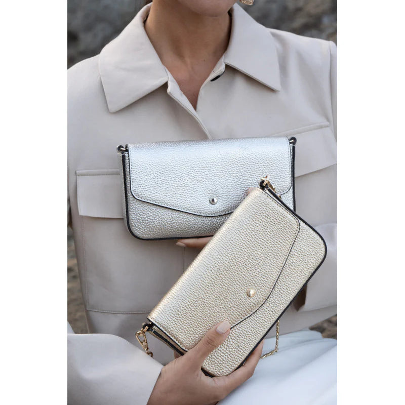 Pourchet Cowhide Skinnclutch - Gull