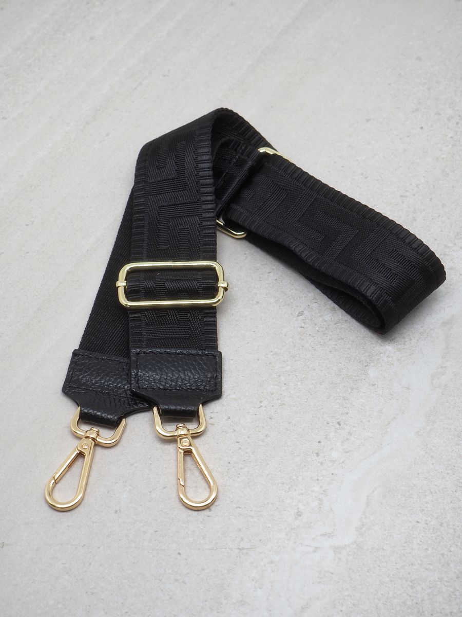 7Days Veskestropp Svart med Skinndetaljer