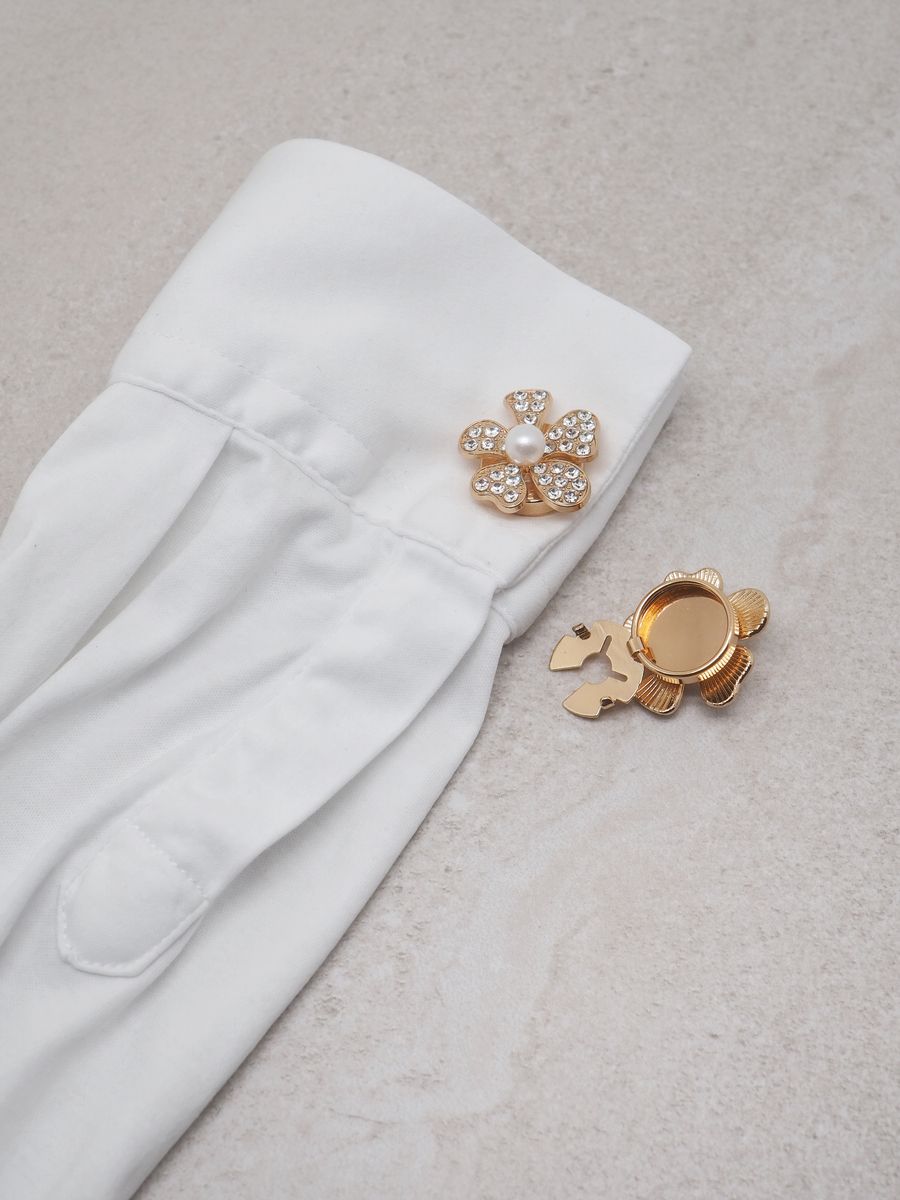 Button Decoration Pearl and Rhinestone Flower 1 pc