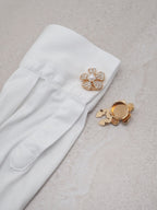 Button Decoration Pearl and Rhinestone Flower 1 pc