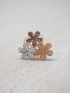 Scarf Pin with Enameled Flowers Gold