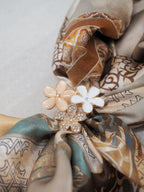 Scarf Pin with Enameled Flowers Gold